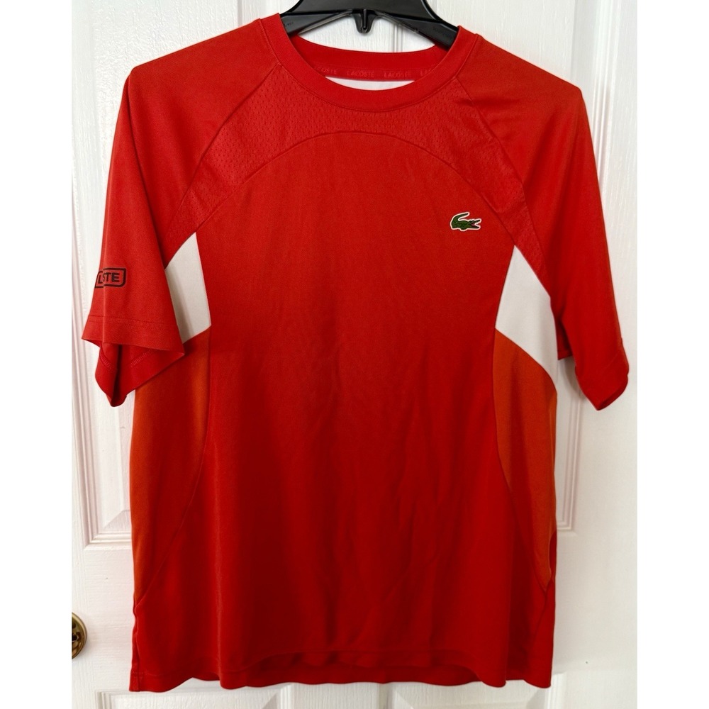 Lacoste SPORT Breathable Colourblock T-shirt Mens Size Large Red